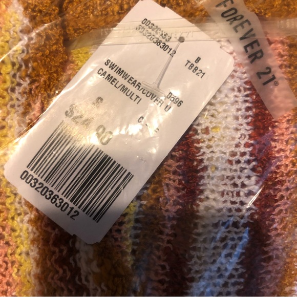 Multicolor open-knit longline cardigan (camel/multi) sz Small - Picture 4 of 4